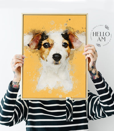Personalized Memorial Pet Portrait, Digital File Angel Wings And Halo Pet Loss Dog Cat Painting Printable Custom Unique Thoughtful Gift_Art