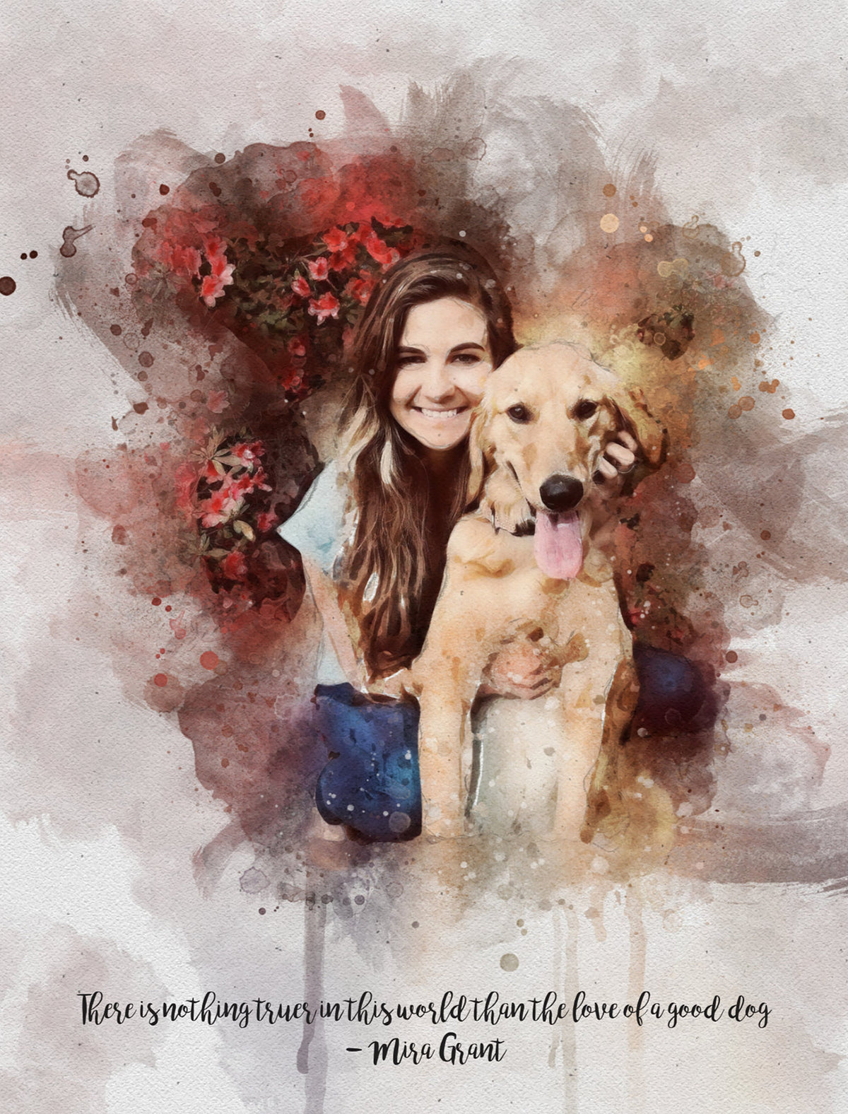 Watercolor Pet Portrait From Photo, Custom Dog Portrait Personalized Dog Gift Pet Memorial Birthday Gift For Her Dog Mom Valentine's Gift