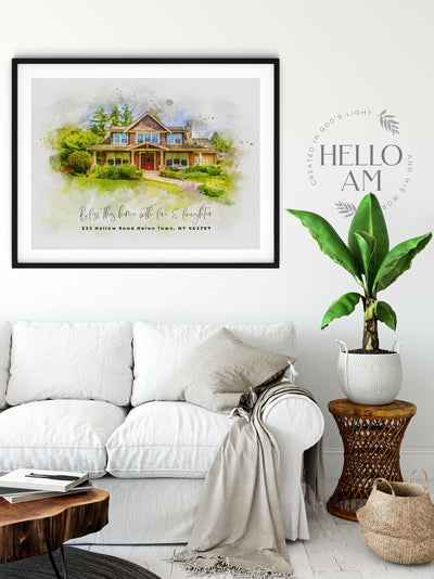 Wedding Venue Illustration Watercolor,Wedding Venue Drawing, Canvas Print, Wedding Gift,Anniversary Gift,Landscape Painting,Church Portrait