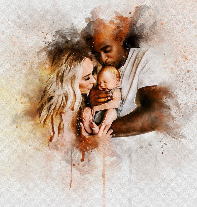 Custom Portrait From Photo, Personalized Gift For Her, Anniversary Gift, Couples Gift, Family Portrait, Wedding Gift, Engagement Gift