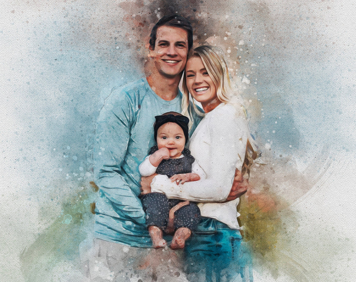 Custom Portrait From Photo, Personalized Gift For Her, Anniversary Gift, Couples Gift, Family Portrait, Wedding Gift, Engagement Gift