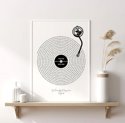 Custom Record Lyrics Poster, Anniversary Wedding Gift, Personalized Song Print, Wall Art Decor, Vinyl Poster, Music Art, Valentine's day