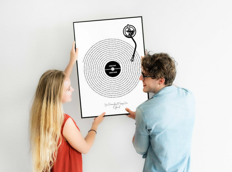 Custom Record Lyrics Poster, Anniversary Wedding Gift, Personalized Song Print, Wall Art Decor, Vinyl Poster, Music Art, Valentine's day