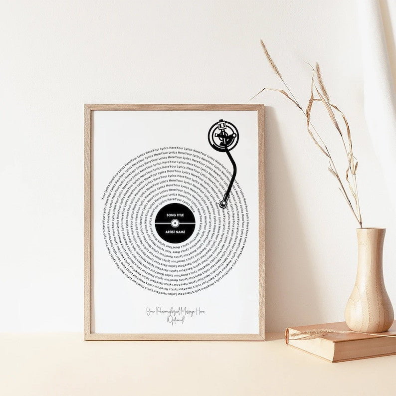 Custom Record Lyrics Poster, Anniversary Wedding Gift, Personalized Song Print, Wall Art Decor, Vinyl Poster, Music Art, Valentine's day