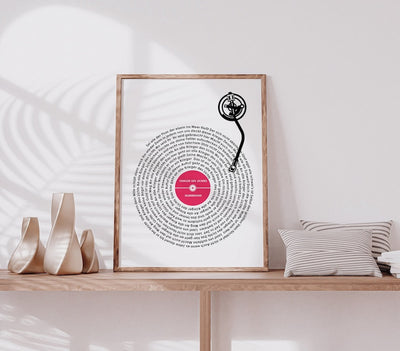 Custom Record Lyrics Poster, Anniversary Wedding Gift, Personalized Song Print, Wall Art Decor, Vinyl Poster, Music Art, Valentine's day