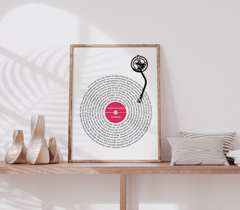 Custom Record Lyrics Poster, Anniversary Wedding Gift, Personalized Song Print, Wall Art Decor, Vinyl Poster, Music Art, Valentine's day