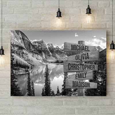 Mountain Art Personalize Canvas Wall Art With Name, Family Street Sign Canvas, Family Name Canvas Sign, Multi Name Canvas Custom Street Sign