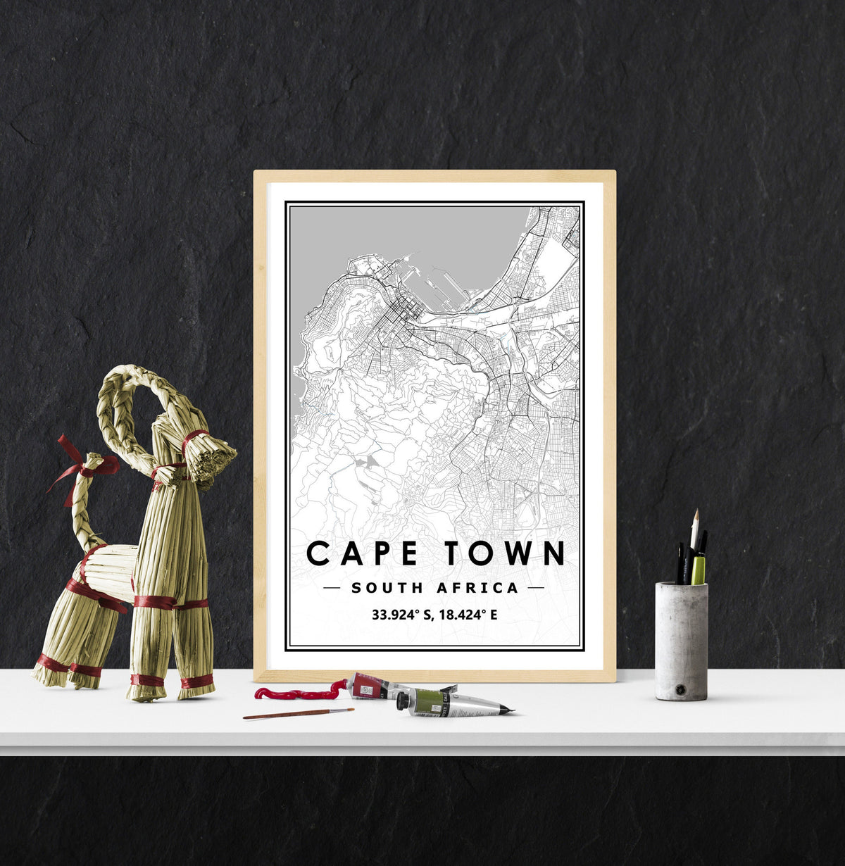Cape Town South_Africa Map Canvas, Poster Wall Art Minimal Scandinavian Nordic Home Decoration, Living Room, Bedroom, Kitchen Artwork Print