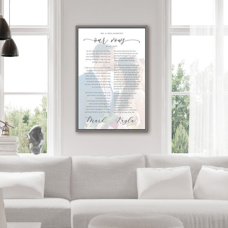Custom Wedding Vows | Wedding Vows Canvas | Vow Prints | Vows Framed | Wedding Vows