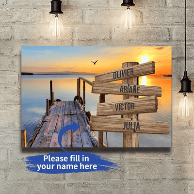 Custom Name Date Street Sign, Personalized Landscape Canvas Poster Wall Art, Anniversary Fun Gift For Family And Friends, Living Room Bedroom Kitchen Office Decor