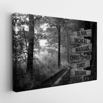 Personalized Sunshine Forest Canvas Wall Art With Name Framed, Custom Name Sign Framed, Family Street Sign Canvas, Wedding Anniversary Gifts