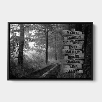 Personalized Sunshine Forest Canvas Wall Art With Name Framed, Custom Name Sign Framed, Family Street Sign Canvas, Wedding Anniversary Gifts