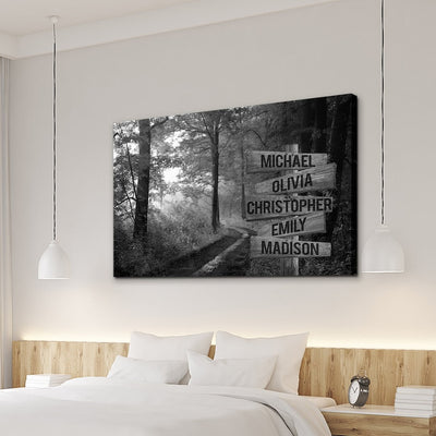 Personalized Sunshine Forest Canvas Wall Art With Name Framed, Custom Name Sign Framed, Family Street Sign Canvas, Wedding Anniversary Gifts