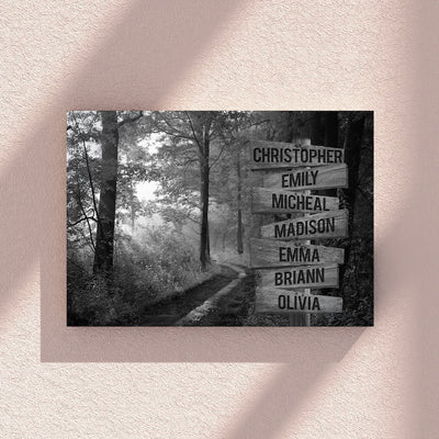 Personalized Sunshine Forest Canvas Wall Art With Name Framed, Custom Name Sign Framed, Family Street Sign Canvas, Wedding Anniversary Gifts