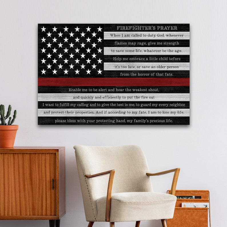 Firefighter Graduation Gift | Firefighter Prayer | Fireman Gift | Thin Red Line | Gift For Firefighter | Fire Chief Gift | Firefighter Sign