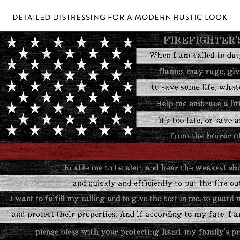 Firefighter Graduation Gift | Firefighter Prayer | Fireman Gift | Thin Red Line | Gift For Firefighter | Fire Chief Gift | Firefighter Sign