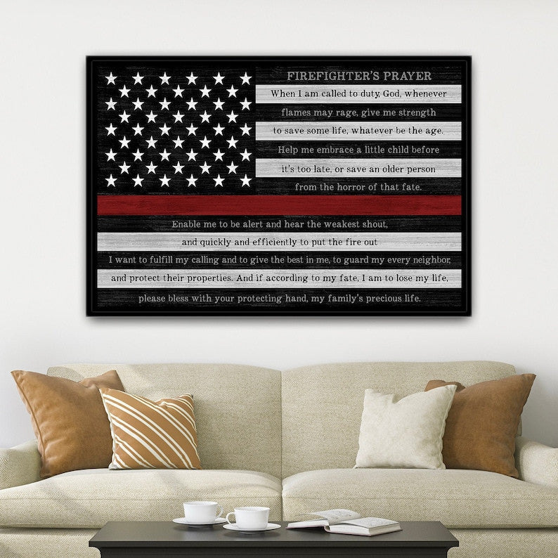 Firefighter Graduation Gift | Firefighter Prayer | Fireman Gift | Thin Red Line | Gift For Firefighter | Fire Chief Gift | Firefighter Sign