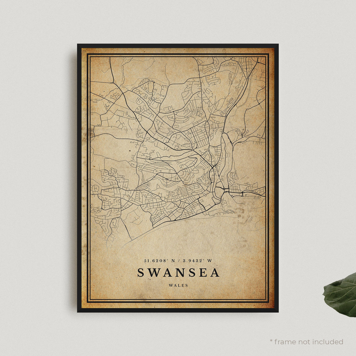 Swansea Vintage Map Print, Swansea Retro Map Poster, Antique Style Map, Wales, Office Wall Art, Housewarming Birthday Gift