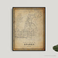 Sparks Vintage Map Print, Sparks Retro Map Poster, Antique Style Map, Nevada, Office Wall Art, Housewarming Birthday Gift