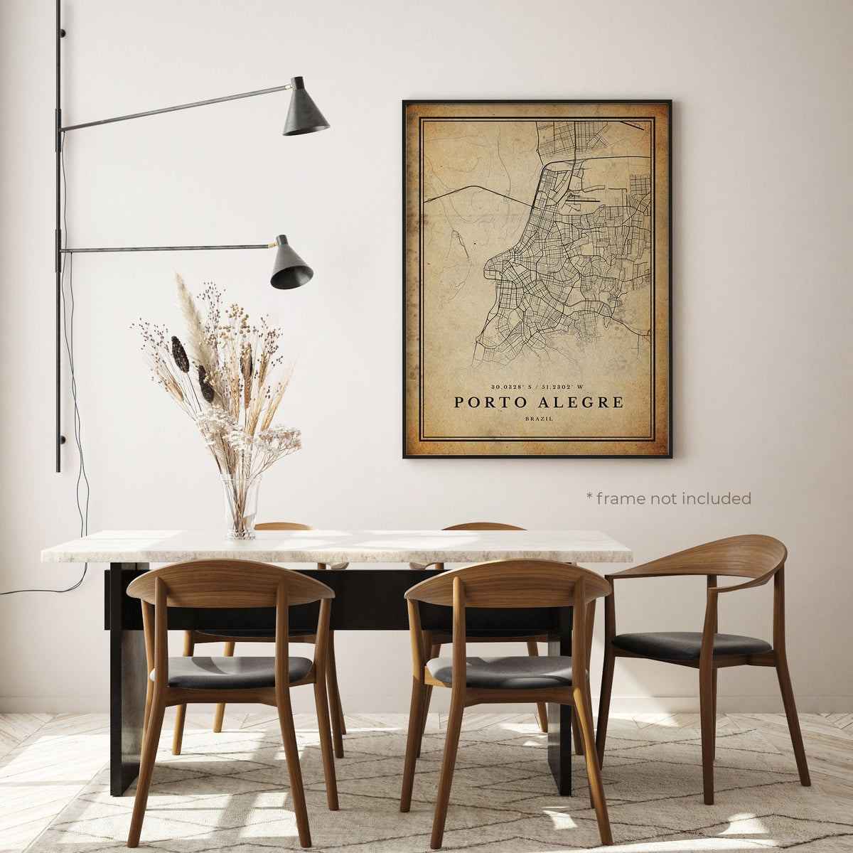 Porto Alegre Vintage Map Print, Porto Alegre Retro Map Poster, Antique Style Map, Brazil, Office Wall, Housewarming Birthday Gift