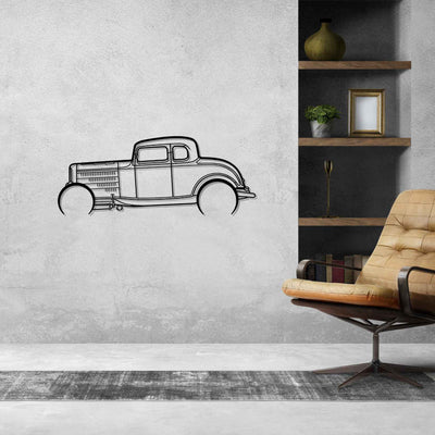 Highboy Coupe 1932 Detailed Silhouette Metal Wall Art, Custom Car Silhouette Metal Decor, Personalized Gift For Car Lovers, Gift For Him
