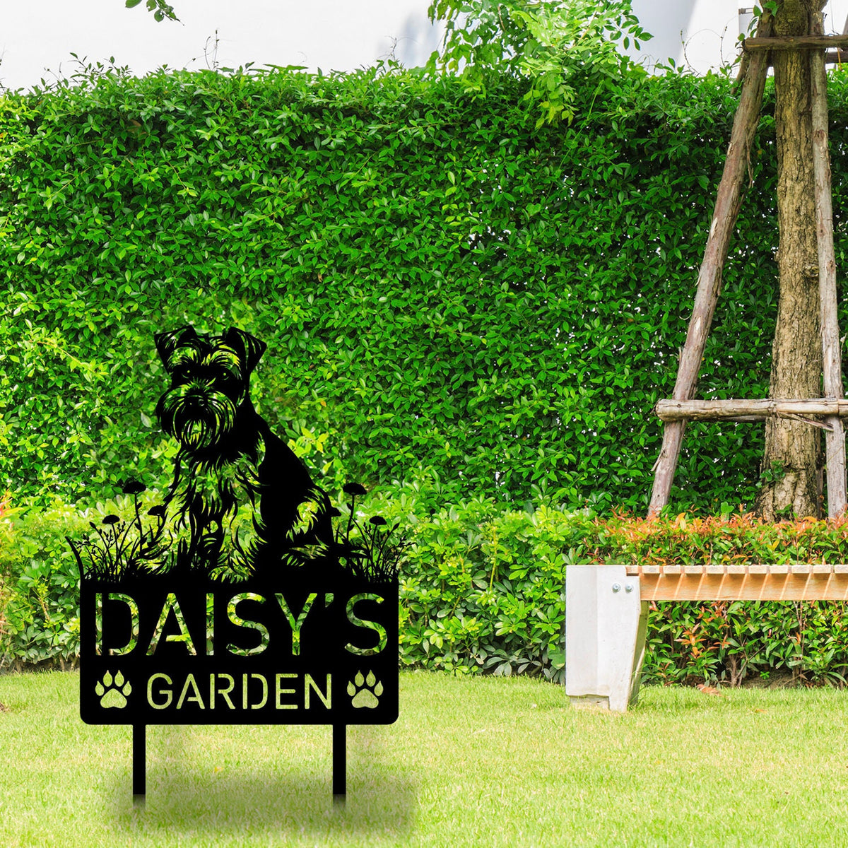 Custom Miniature Schnauzer Dog Metal Memorial Garden Stake Personalized Pet Grave Marker Name Sign Remembrance Stake Decor Sympathy Dog Loss