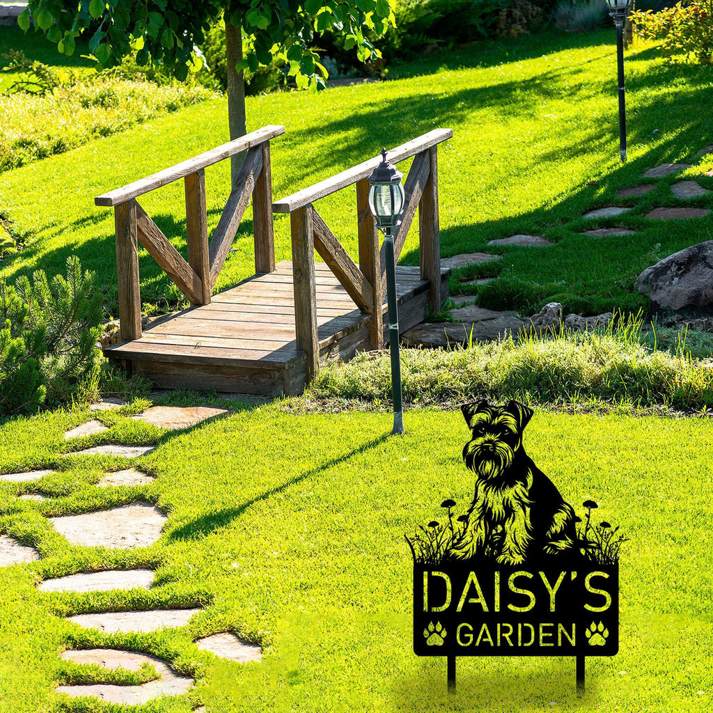 Custom Miniature Schnauzer Dog Metal Memorial Garden Stake Personalized Pet Grave Marker Name Sign Remembrance Stake Decor Sympathy Dog Loss