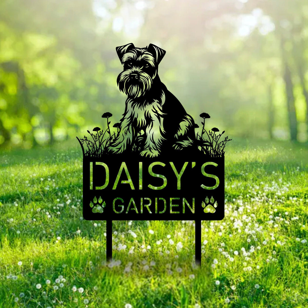 Custom Miniature Schnauzer Dog Metal Memorial Garden Stake Personalized Pet Grave Marker Name Sign Remembrance Stake Decor Sympathy Dog Loss