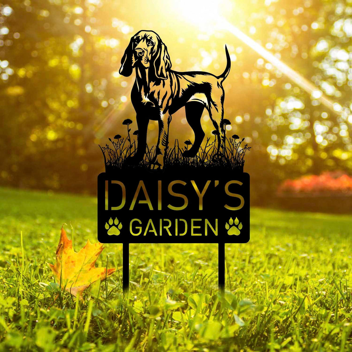 Custom Bloodhound Dog Metal Memorial Garden Stake Personalized Pet Grave Marker Name Sign Remembrance Stake Decor Sympathy Dog Loss