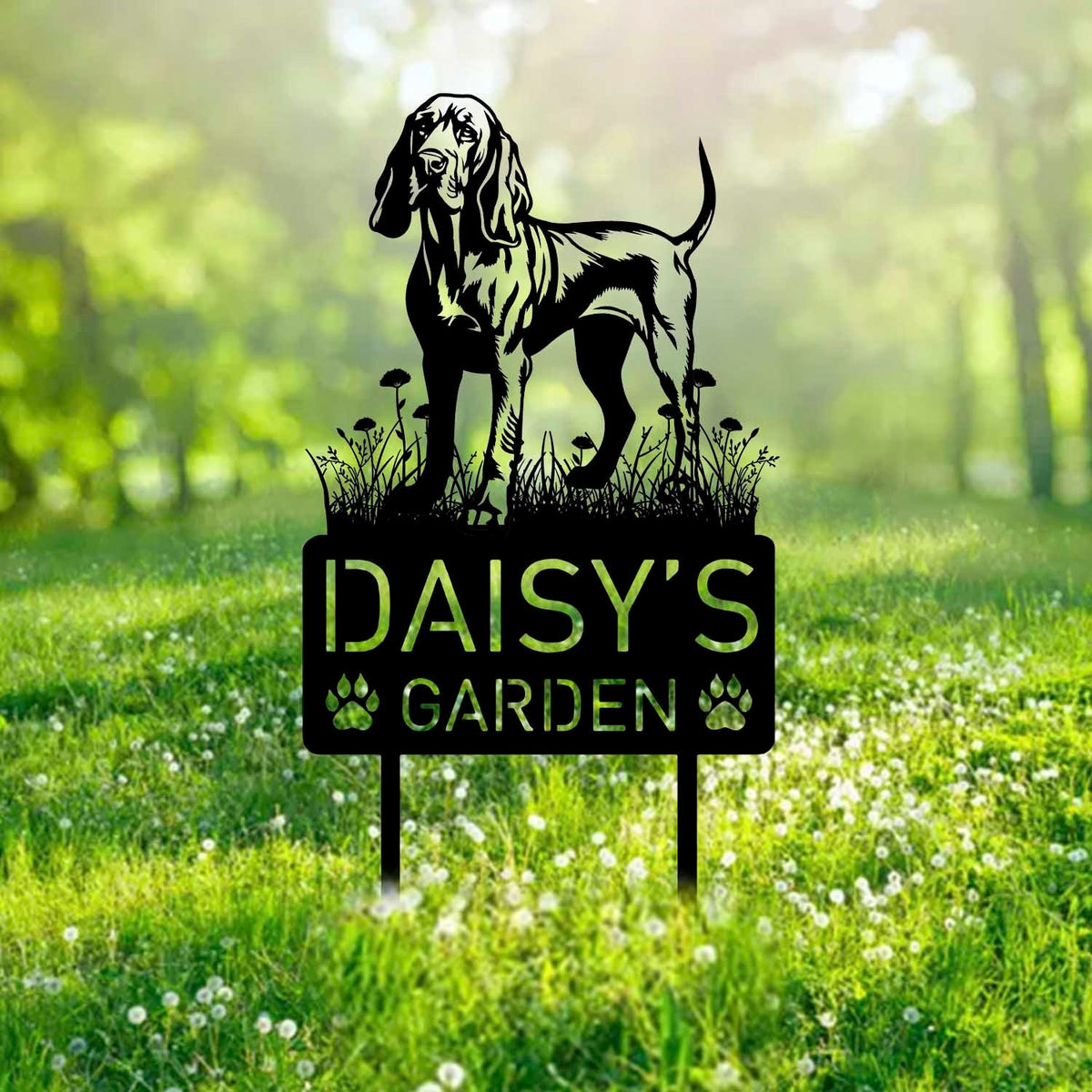 Custom Bloodhound Dog Metal Memorial Garden Stake Personalized Pet Grave Marker Name Sign Remembrance Stake Decor Sympathy Dog Loss