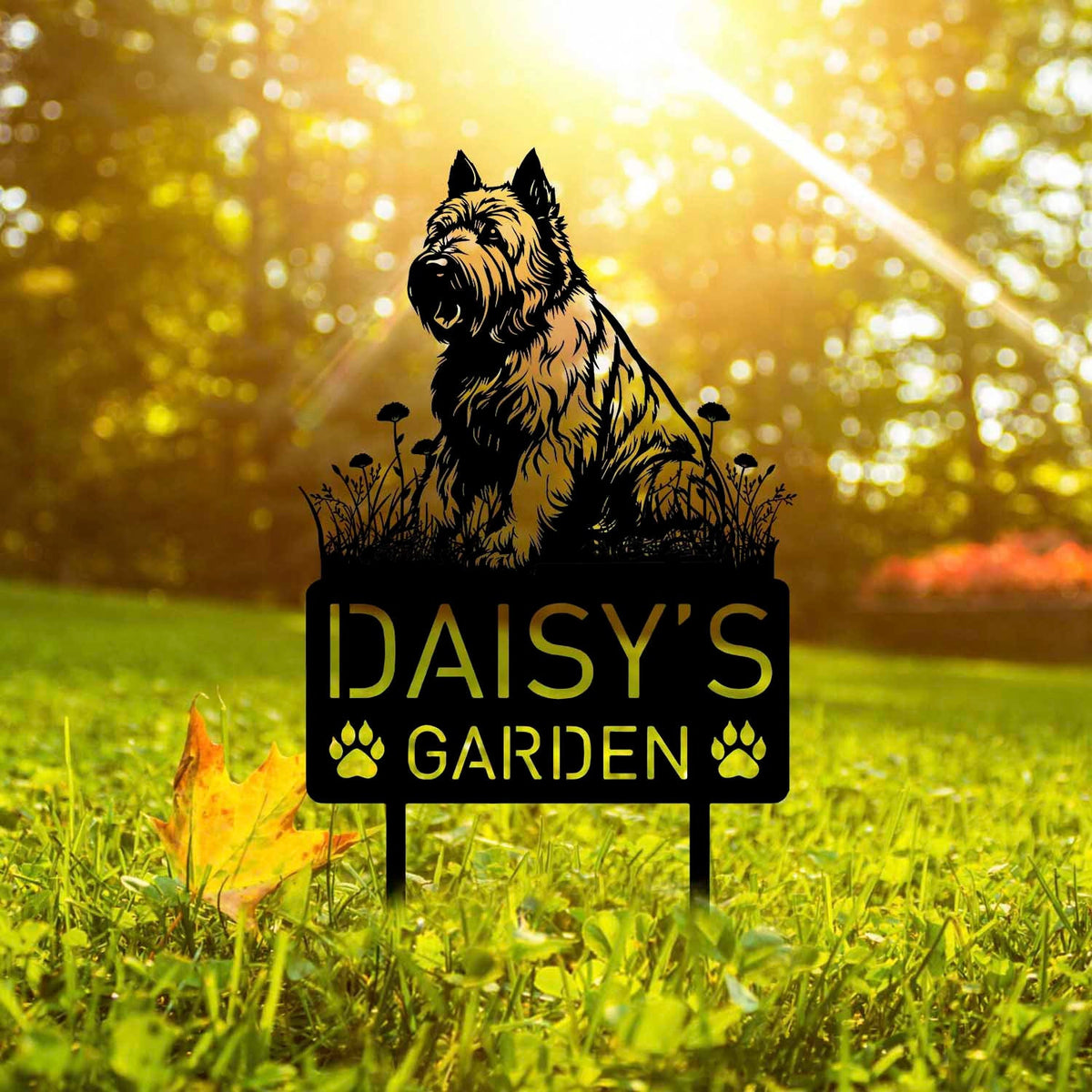 Custom Bouvier Des Flandres Dog Metal Memorial Garden Stake Personalized Pet Grave Marker Name Sign Remembrance Stake Decor Sympathy Loss