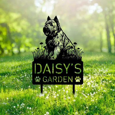 Custom Bouvier Des Flandres Dog Metal Memorial Garden Stake Personalized Pet Grave Marker Name Sign Remembrance Stake Decor Sympathy Loss