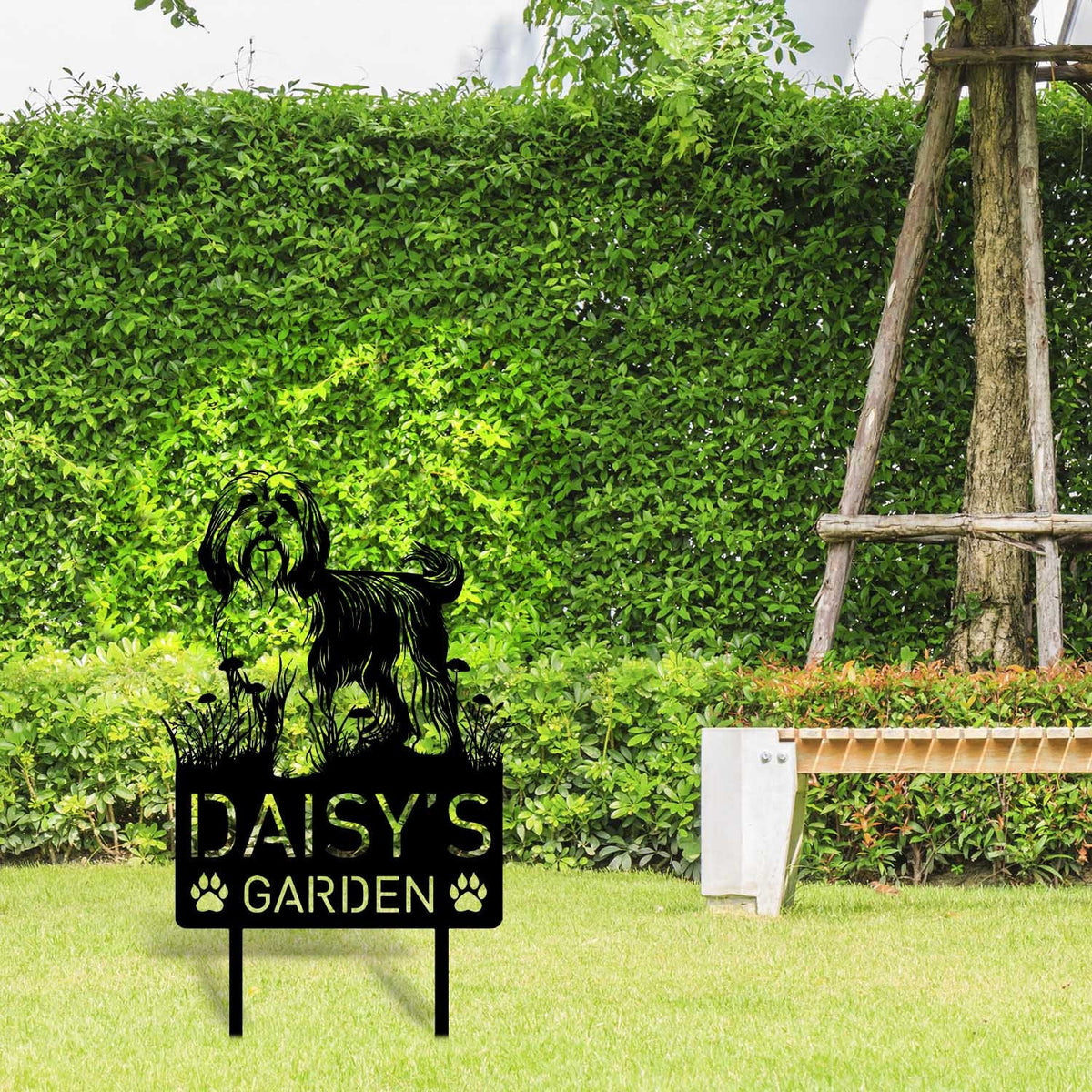 Custom Tibetan Terrier Dog Metal Memorial Garden Stake Personalized Pet Grave Marker Name Sign Remembrance Stake Decor Sympathy Dog Loss