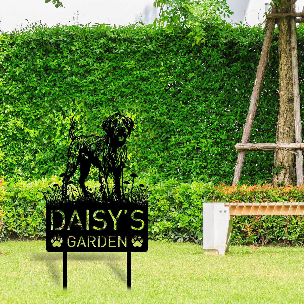 Custom Irish Wolfhound Dog Metal Memorial Garden Stake Personalized Pet Grave Marker Name Sign Remembrance Stake Decor Sympathy Loss