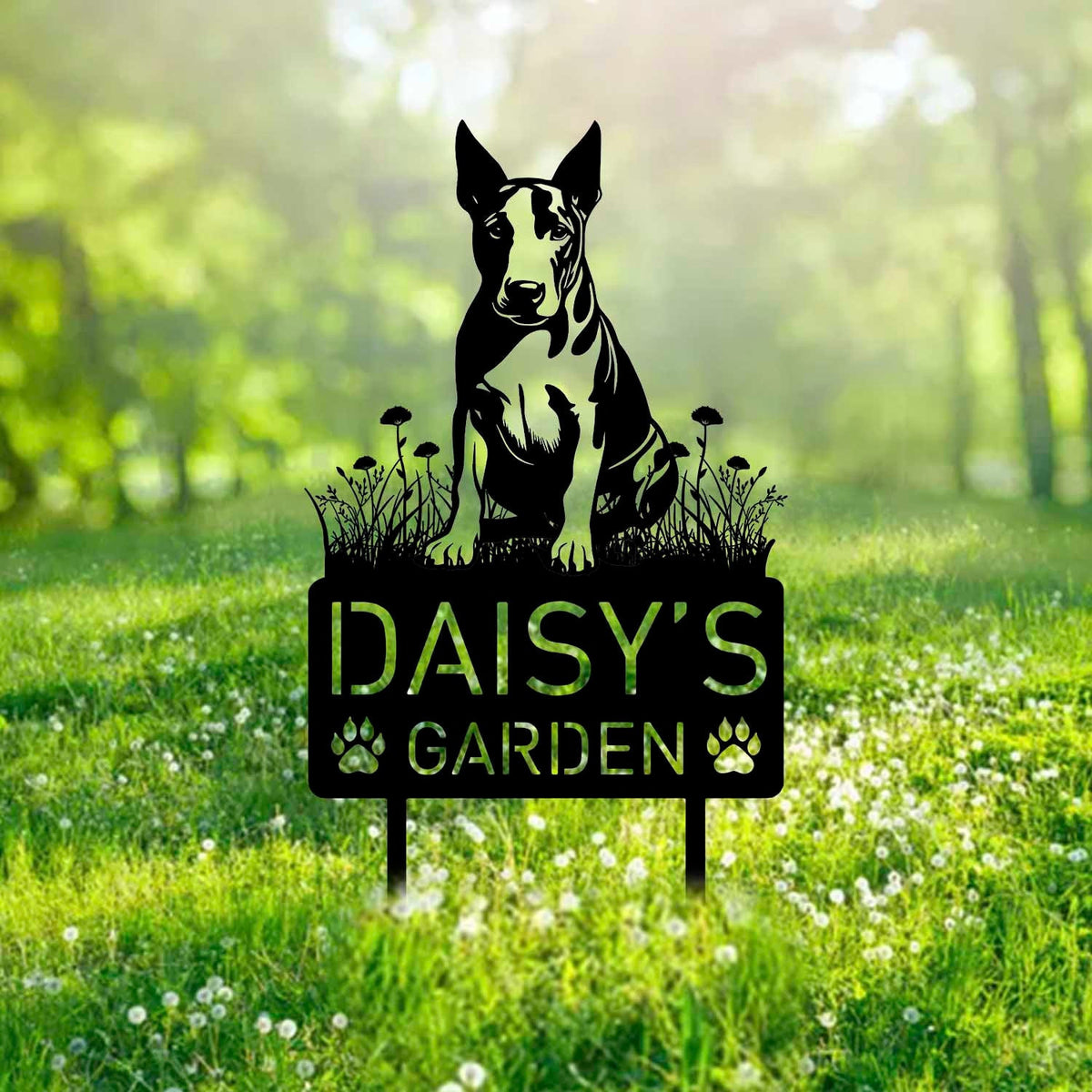 Custom Bull Terrier Dog Metal Memorial Garden Stake Personalized Pet Grave Marker Name Sign Remembrance Stake Decor Sympathy Dog Loss
