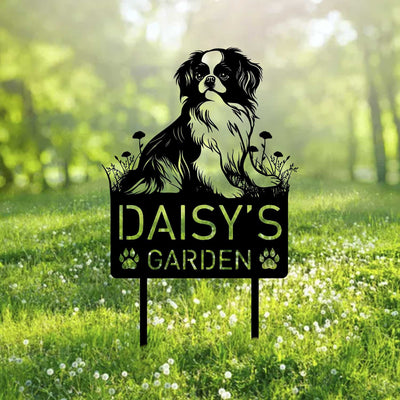Custom Japanese Chin Dog Metal Memorial Garden Stake Personalized Pet Grave Marker Name Sign Remembrance Stake Decor Sympathy Dog Loss