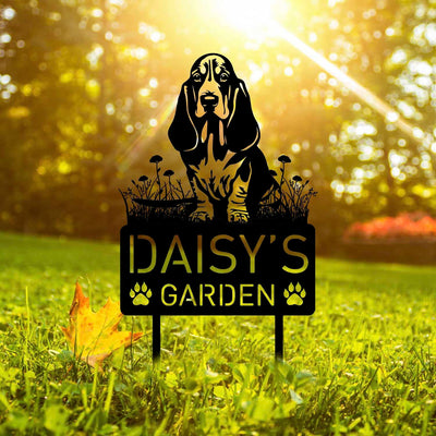 Custom Basset Hound Dog Metal Memorial Garden Stake Personalized Pet Grave Marker Name Sign Remembrance Stake Decor Sympathy Dog Loss Gift