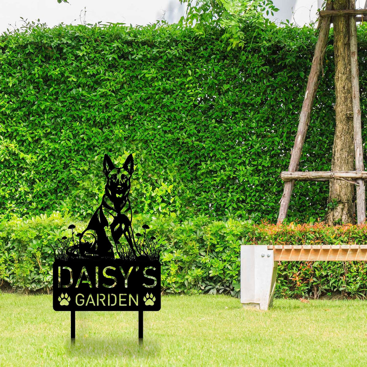 Custom Belgian Malanois Dog Metal Memorial Garden Stake Personalized Pet Grave Marker Name Sign Remembrance Stake Decor Sympathy Dog Loss