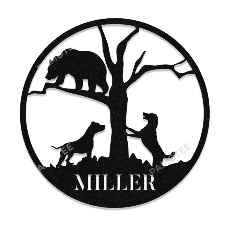 Dog Hunting Bear Personalized Metal Wall Art, Front Porch Decor, Many Sizes Available