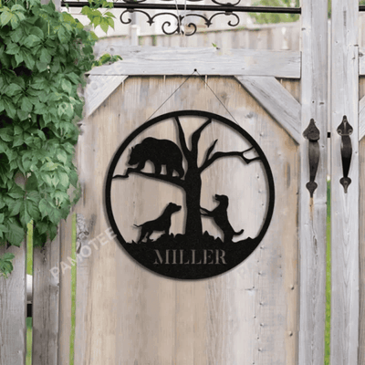 Dog Hunting Bear Personalized Metal Wall Art, Front Porch Decor, Many Sizes Available