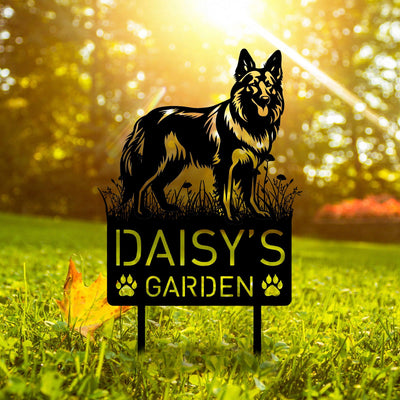 Custom Belgian Tervuren Dog Metal Memorial Garden Stake Personalized Pet Grave Marker Name Sign Remembrance Stake Decor Sympathy Dog Loss