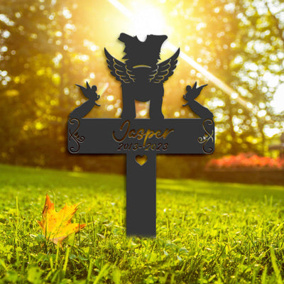 Custom Border Collie Dog Memorial Stake Metal Personalized Dog Loss Grave Marker Sign Remembrance Stake Decor Angel Wing Pet Sympathy Sign
