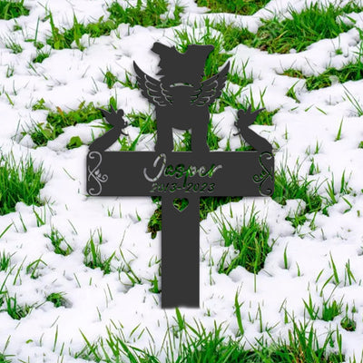 Custom Border Collie Dog Memorial Stake Metal Personalized Dog Loss Grave Marker Sign Remembrance Stake Decor Angel Wing Pet Sympathy Sign