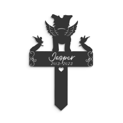 Custom Border Collie Dog Memorial Stake Metal Personalized Dog Loss Grave Marker Sign Remembrance Stake Decor Angel Wing Pet Sympathy Sign