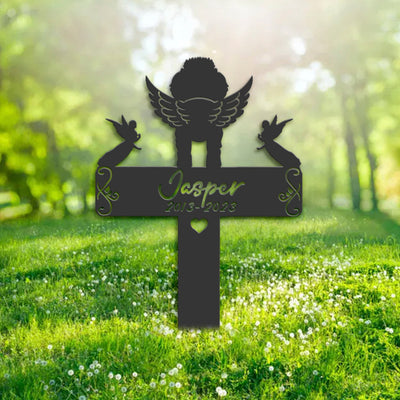 Custom Poodle Dog Memorial Stake Metal Personalized Dog Loss Grave Marker Sign Remembrance Stake Decor Angel Wing Pet Sympathy Sign Gift
