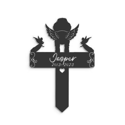 Custom Poodle Dog Memorial Stake Metal Personalized Dog Loss Grave Marker Sign Remembrance Stake Decor Angel Wing Pet Sympathy Sign Gift