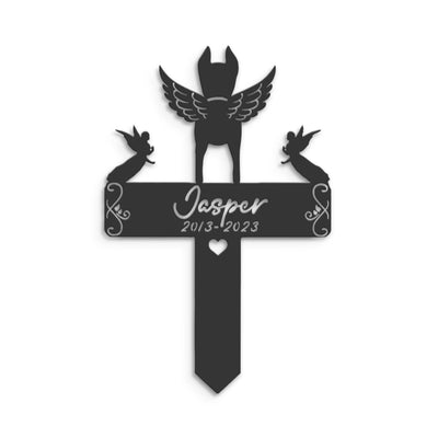 Custom Doberman Dog Memorial Stake Metal Personalized Dog Loss Grave Marker Sign Remembrance Stake Decor Angel Wing Pet Sympathy Sign Gift