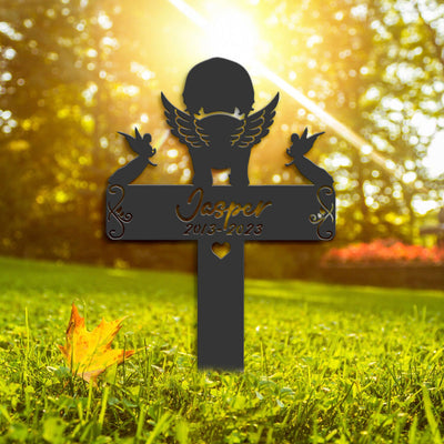 Custom Cocker Spaniel Dog Memorial Stake Metal Personalized Dog Loss Grave Marker Sign Remembrance Stake Decor Angel Wing Pet Sympathy Sign