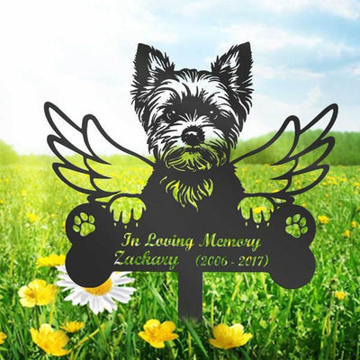 Custom Dog Memorial Garden Stake, Yorkshire Terrier Sign, Pet Grave Marker, Metal Stake, Sympathy Sign, Pet Memorial Gift, Remembrance Stake