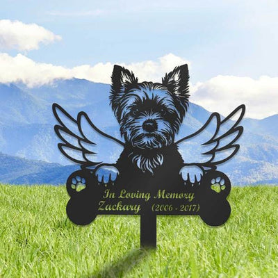 Custom Dog Memorial Garden Stake, Yorkshire Terrier Sign, Pet Grave Marker, Metal Stake, Sympathy Sign, Pet Memorial Gift, Remembrance Stake